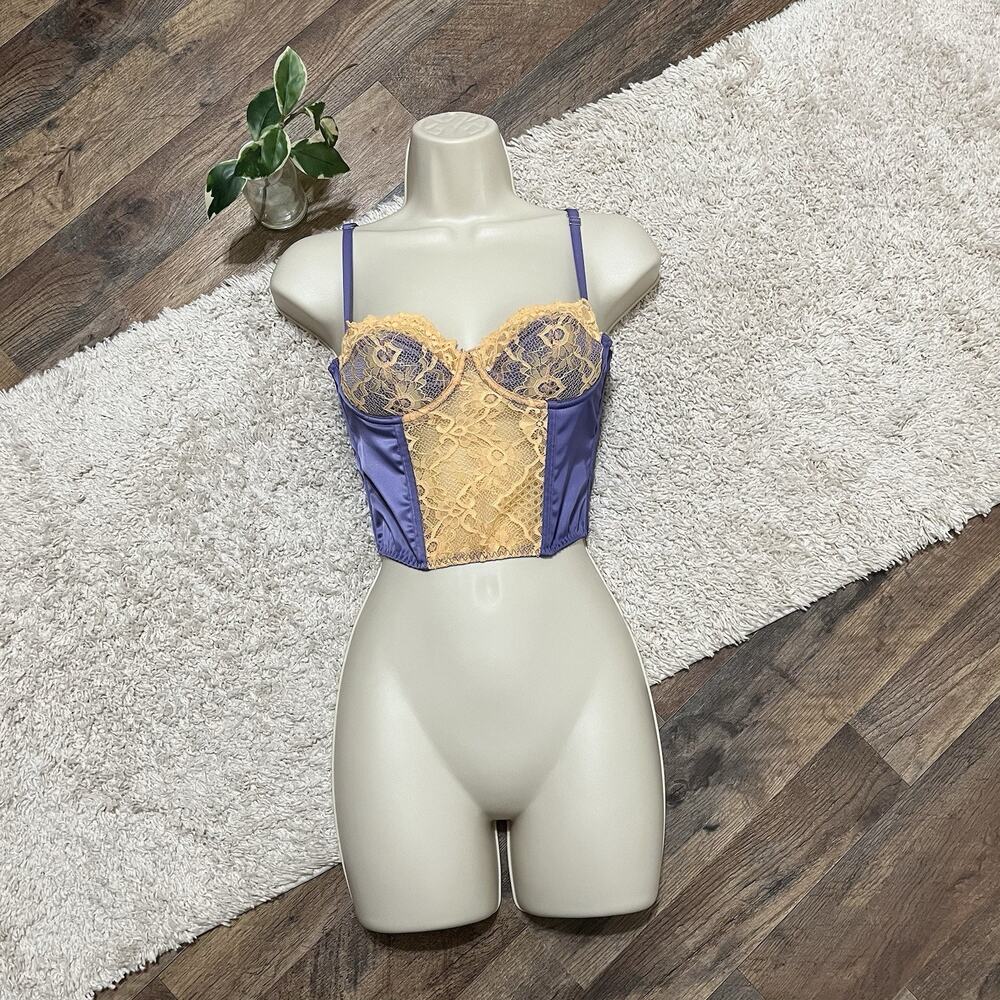 Urban Outfitters Out From Under Small Purple Peach Satin Lace Ava Corset Top